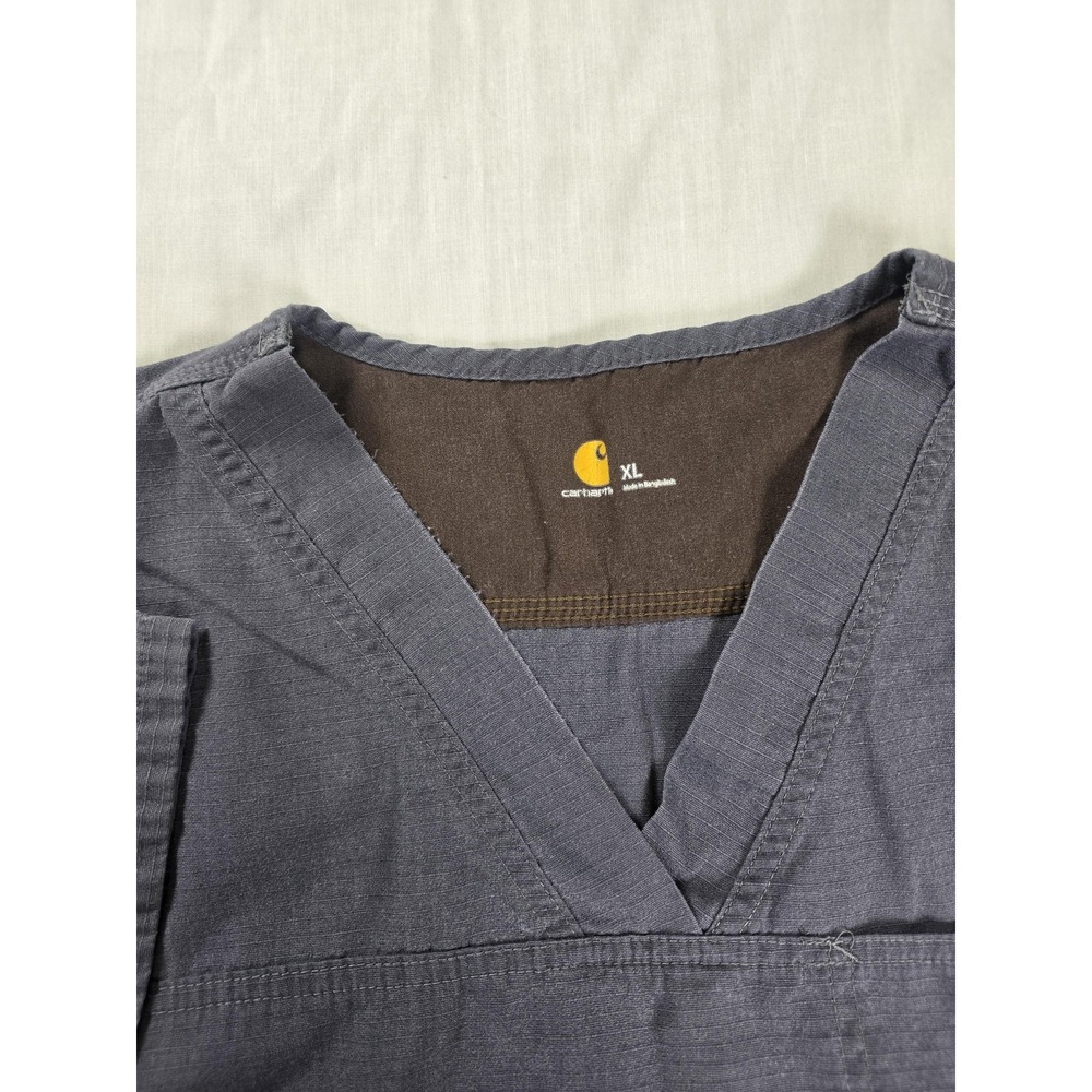 Carhartt Shirt Mens XL Gray Relaxed Fit V-Neck Pocket Scrub Workwear‎ Medical